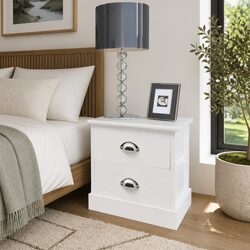 French Country Style White Bedside Cabinet Set