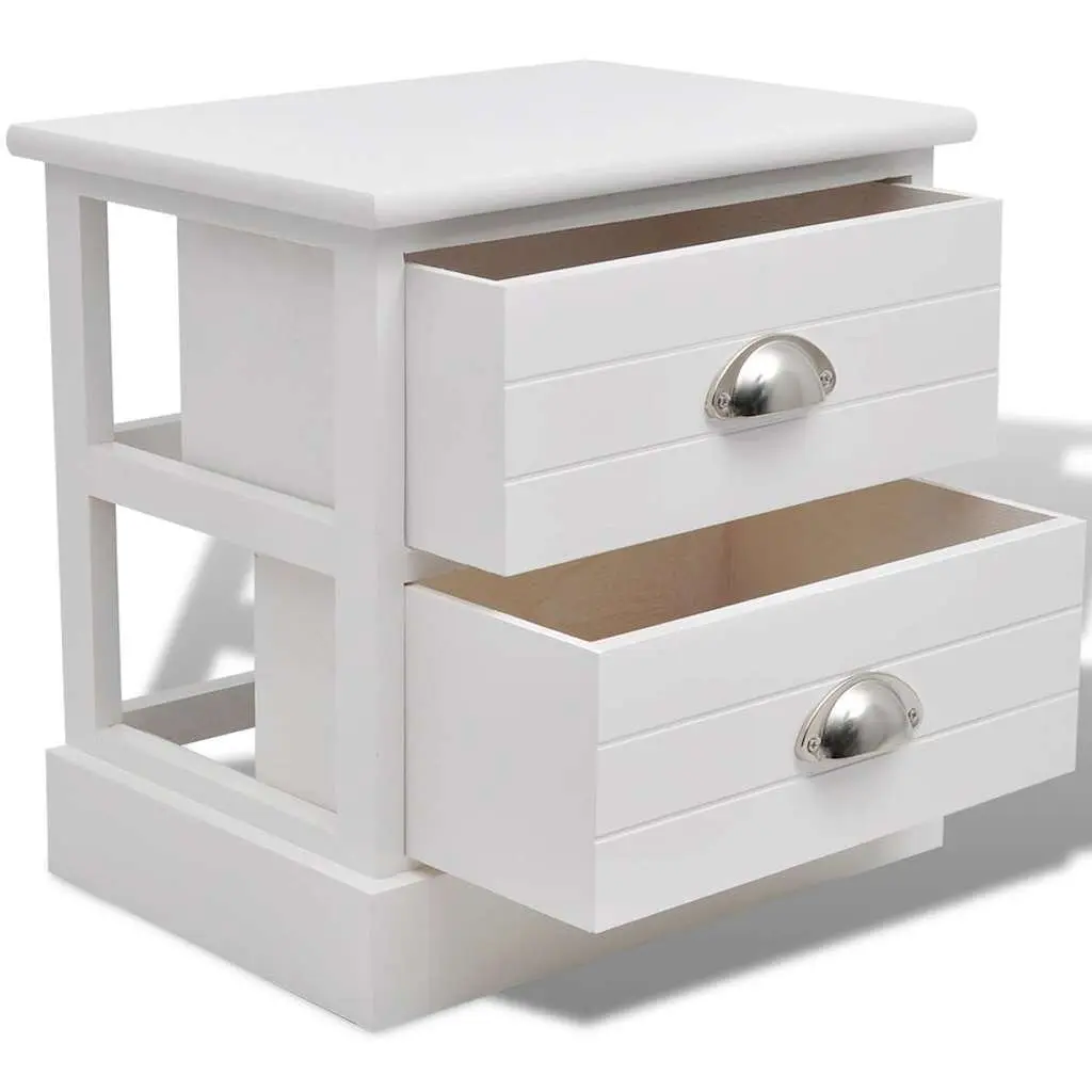 French Country Style White Bedside Cabinet Set