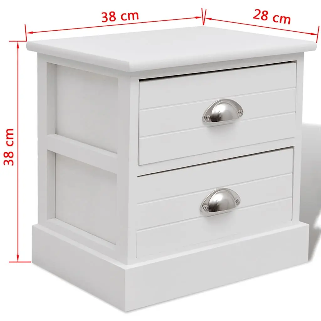 French Country Style White Bedside Cabinet Set