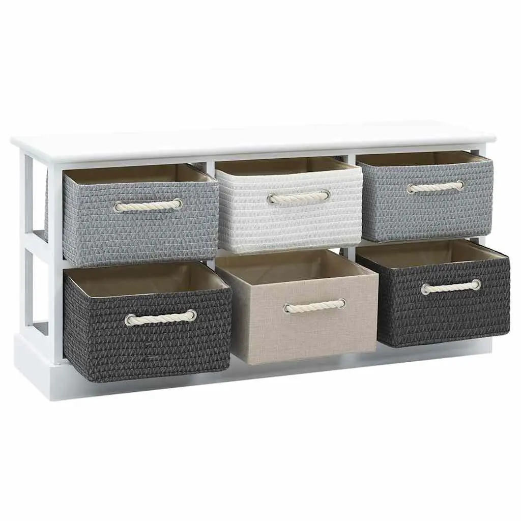 Storage Bench with 6 Drawers Hallway Entryway Bedroom Living Room Cabinet