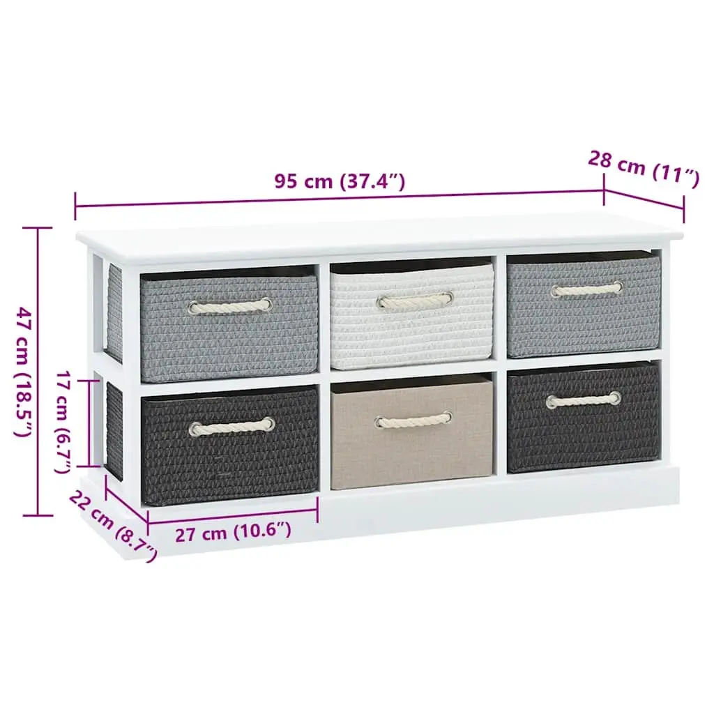 Storage Bench with 6 Drawers Hallway Entryway Bedroom Living Room Cabinet