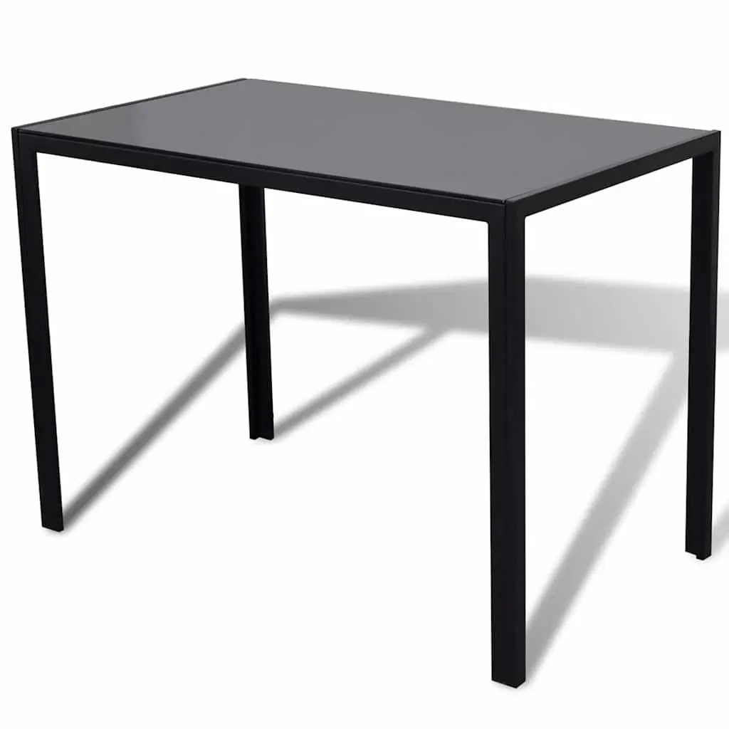 Black Dining Table Set with Glass Top and 4 Chairs