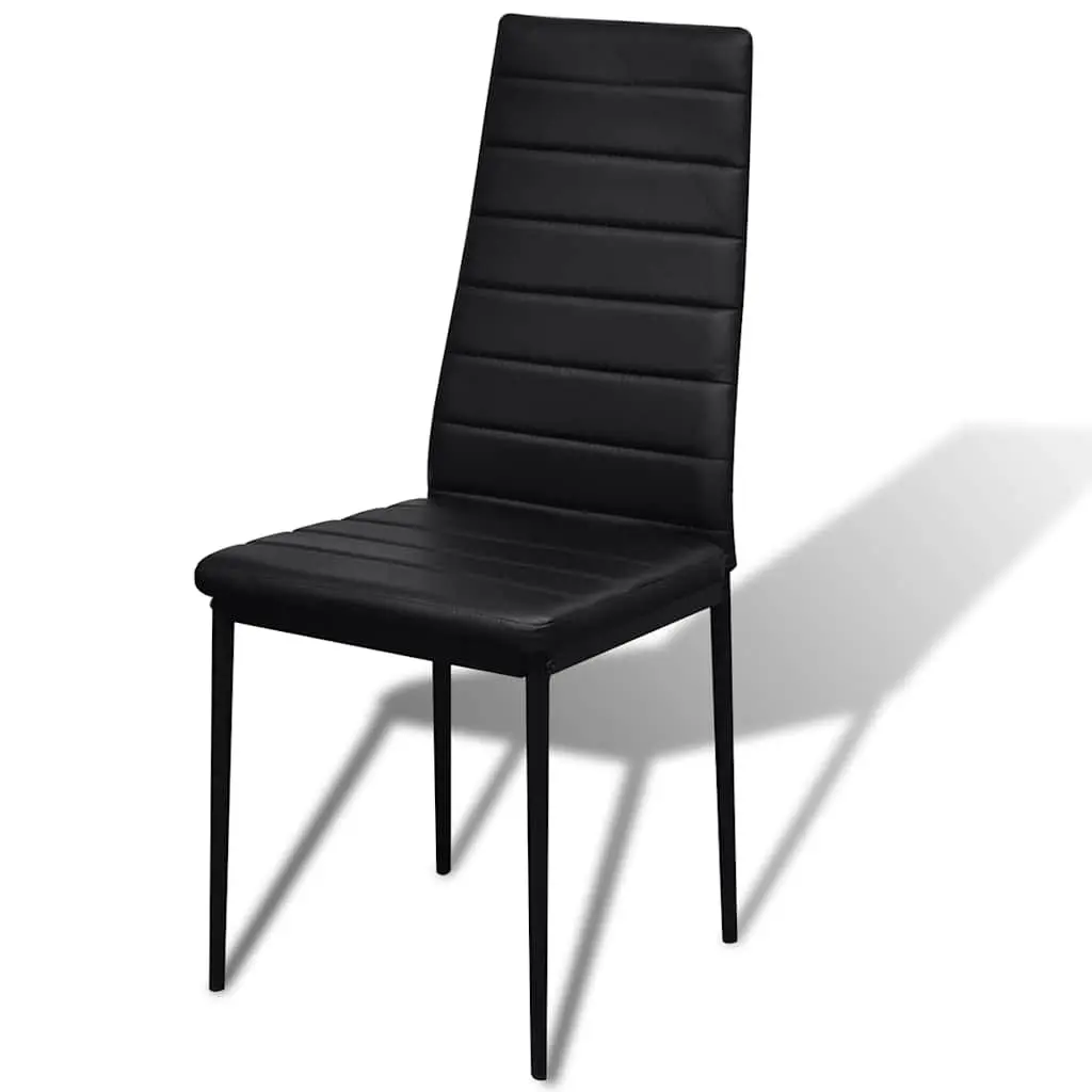 Black Dining Table Set with Glass Top and 4 Chairs