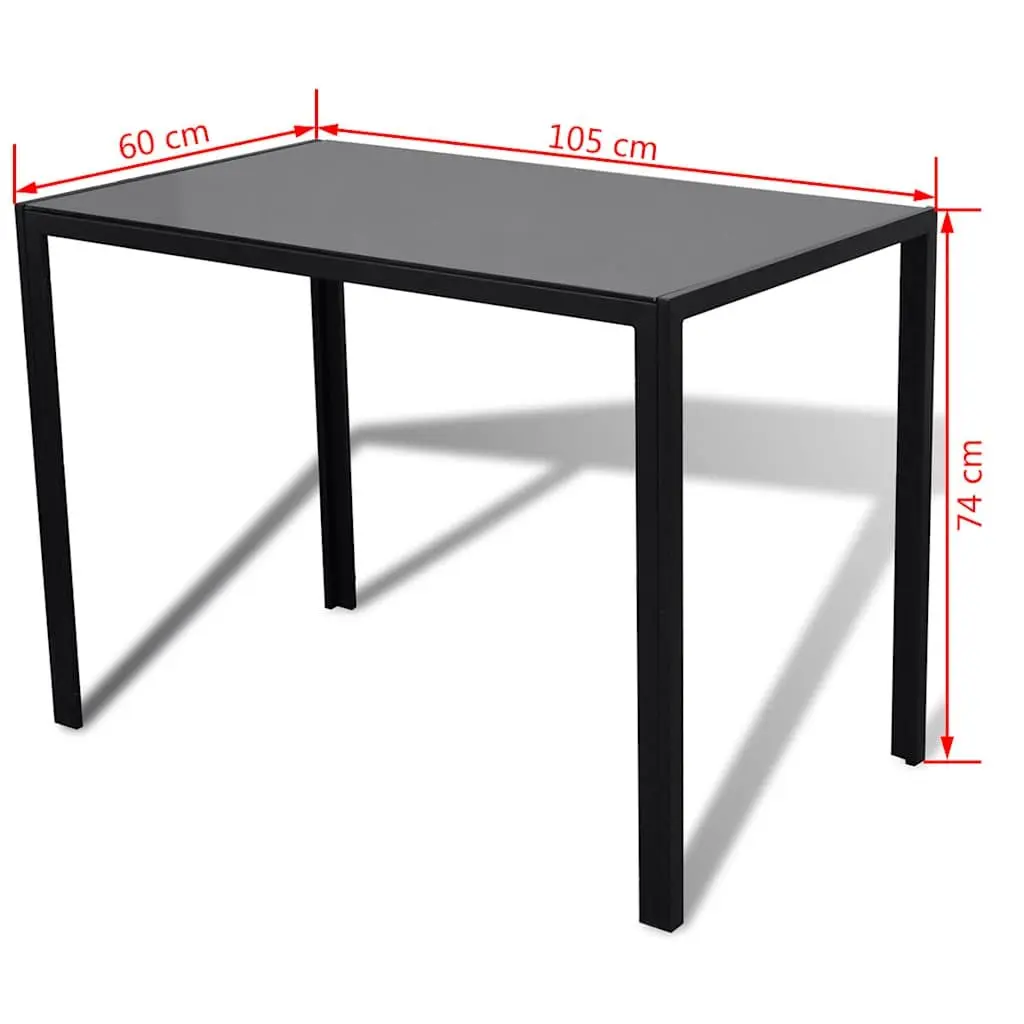 Black Dining Table Set with Glass Top and 4 Chairs