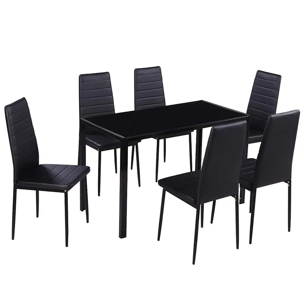 Black Dining Table Set with 6 Chairs