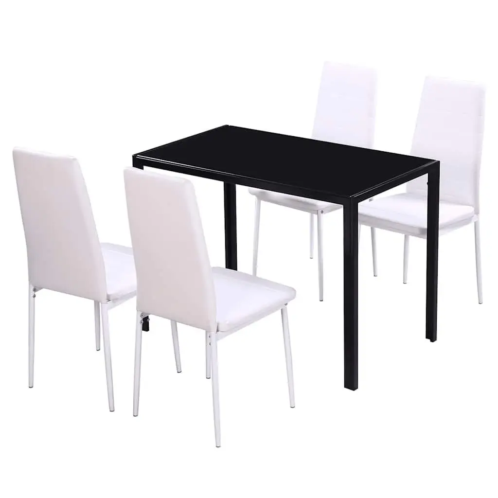 5-Piece Modern Dining Table Set with 4 Chairs in Black