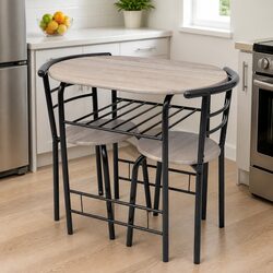 Compact Black Breakfast Bar Set with 2 Stools