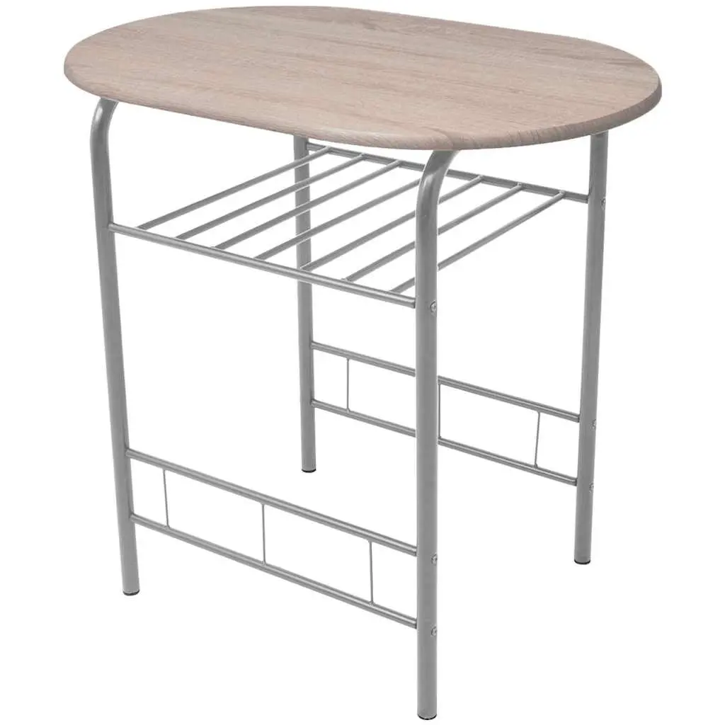 Breakfast Bar Set Brown Modern Compact Dining Table MDF Iron 2 Stools