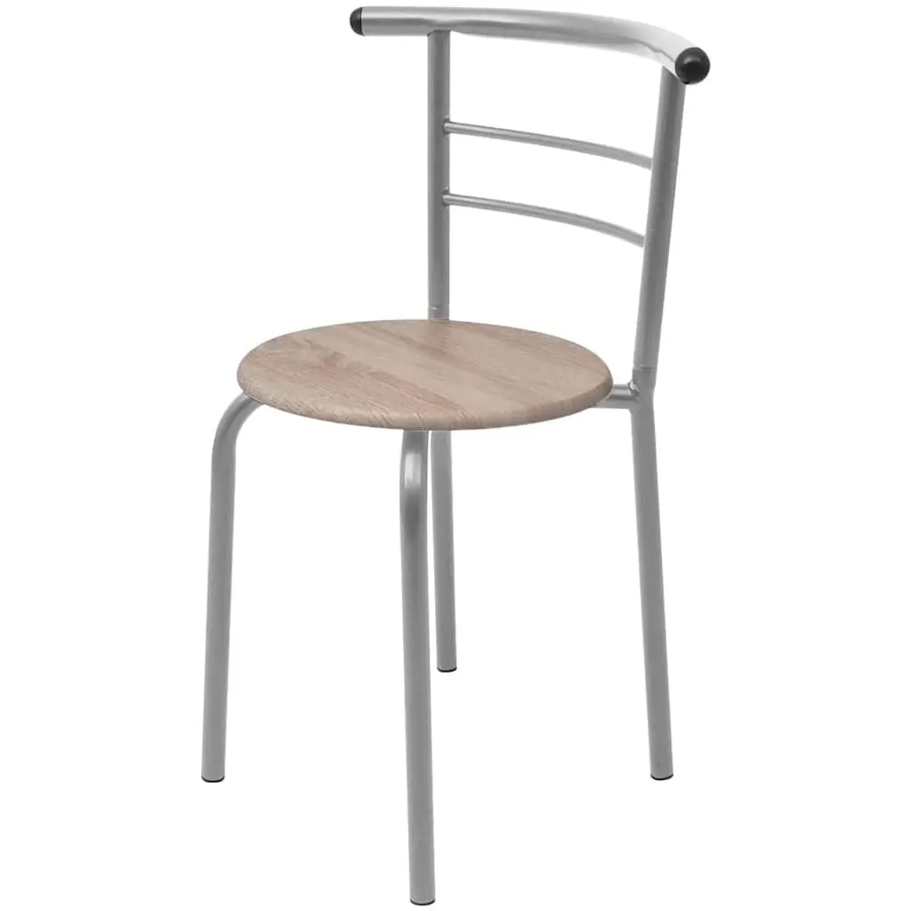 Breakfast Bar Set Brown Modern Compact Dining Table MDF Iron 2 Stools