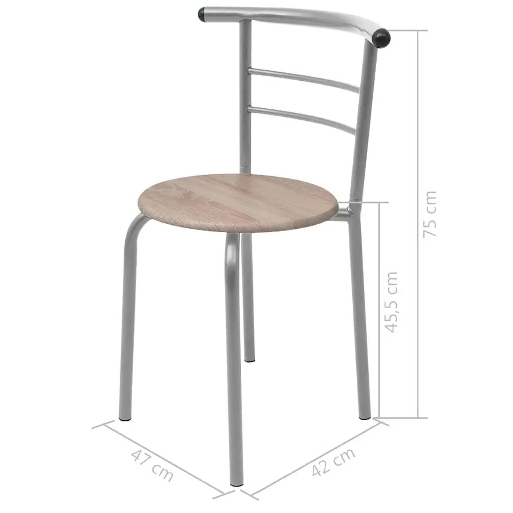 Breakfast Bar Set Brown Modern Compact Dining Table MDF Iron 2 Stools
