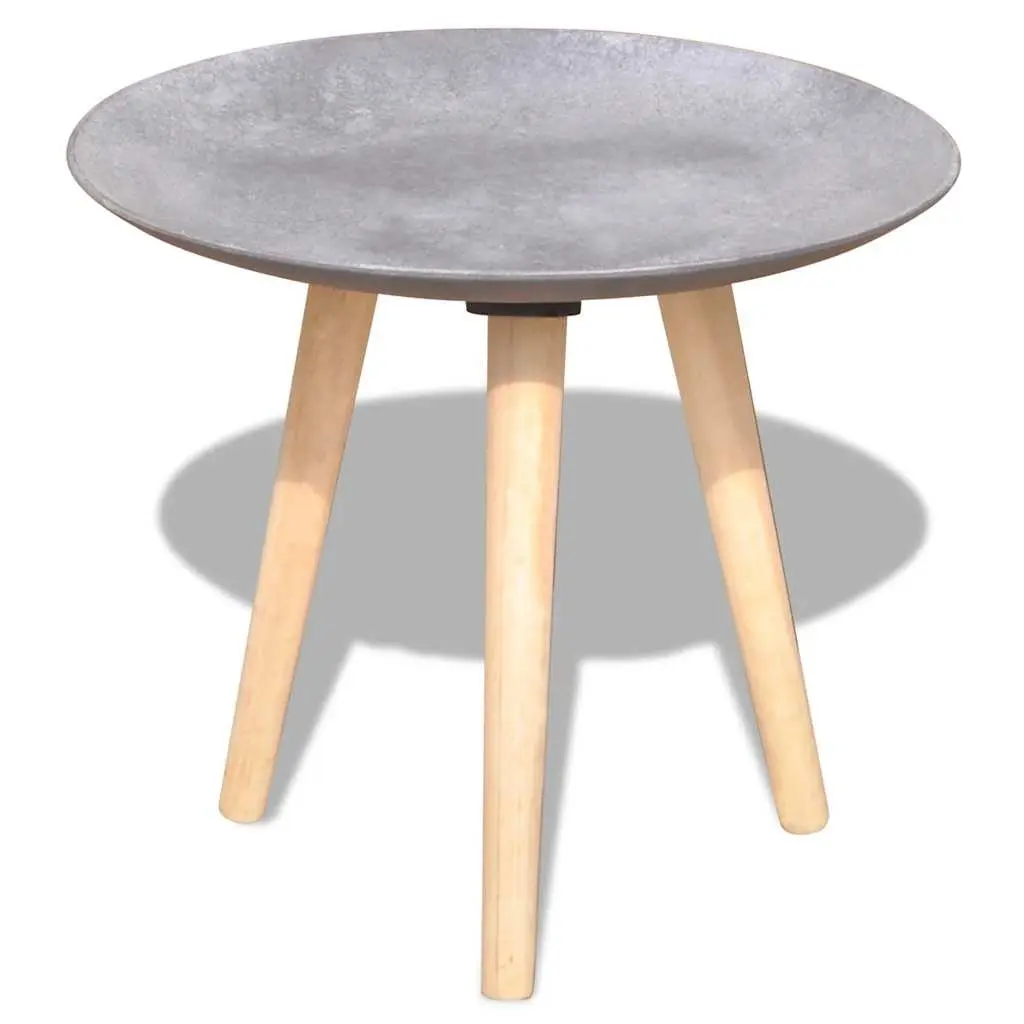 Side Table Set of 2 Round Concrete Grey 55cm and 44cm MDF and Pinewood Living Room