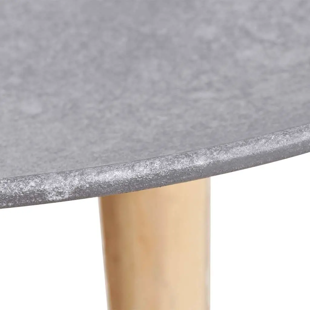 Side Table Set of 2 Round Concrete Grey 55cm and 44cm MDF and Pinewood Living Room