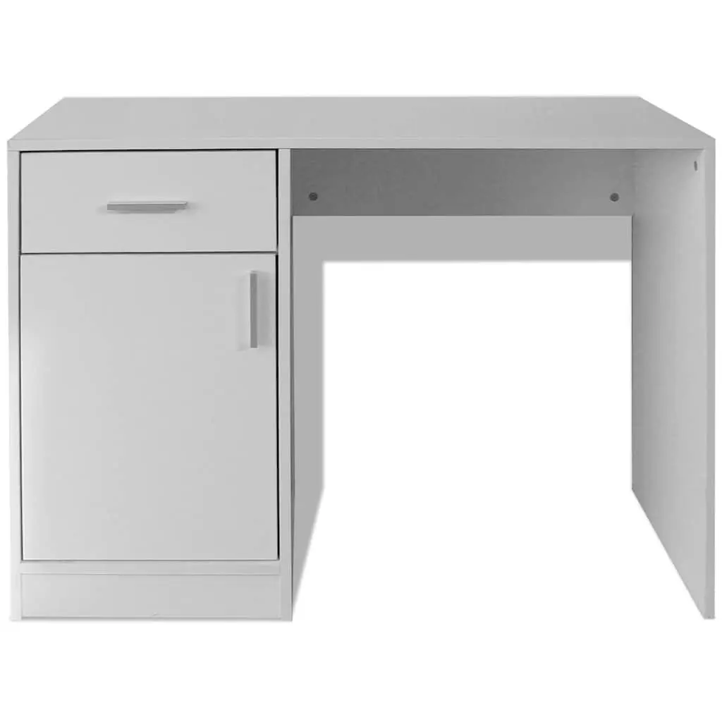 White Desk with Drawer and Cabinet Modern Office Study Bedroom Furniture Storage