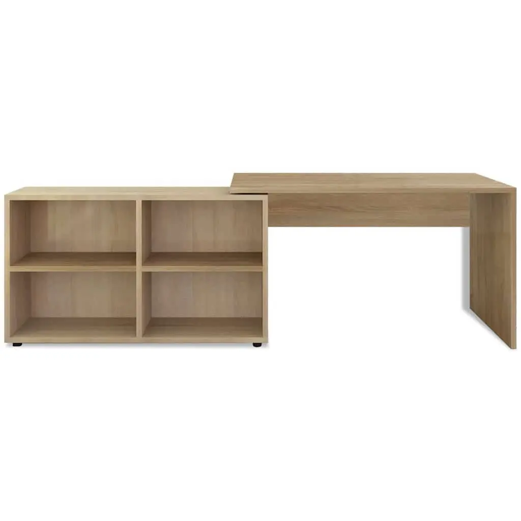 Brown Corner Desk with 4 Shelves for Office or Study