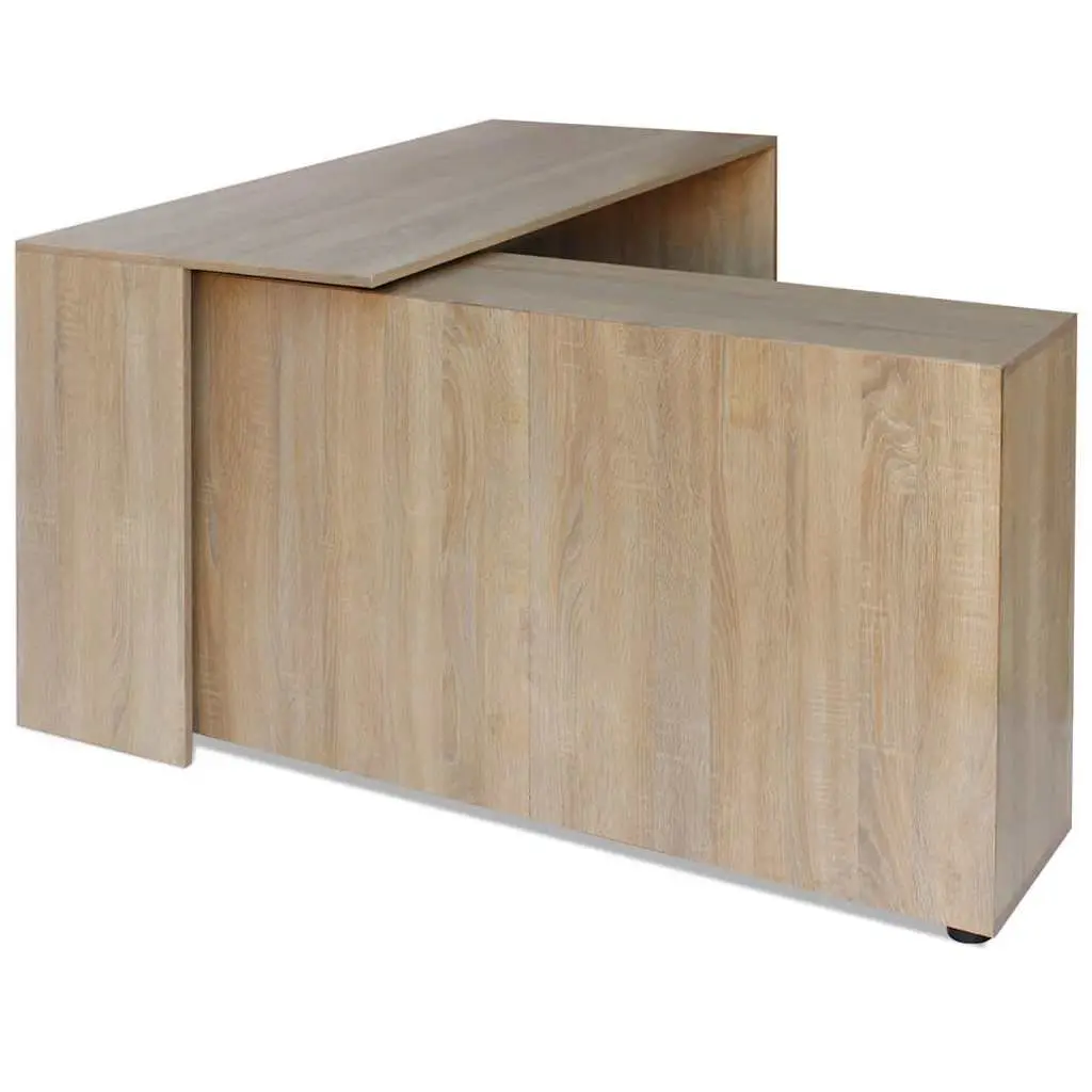 Brown Corner Desk with 4 Shelves for Office or Study