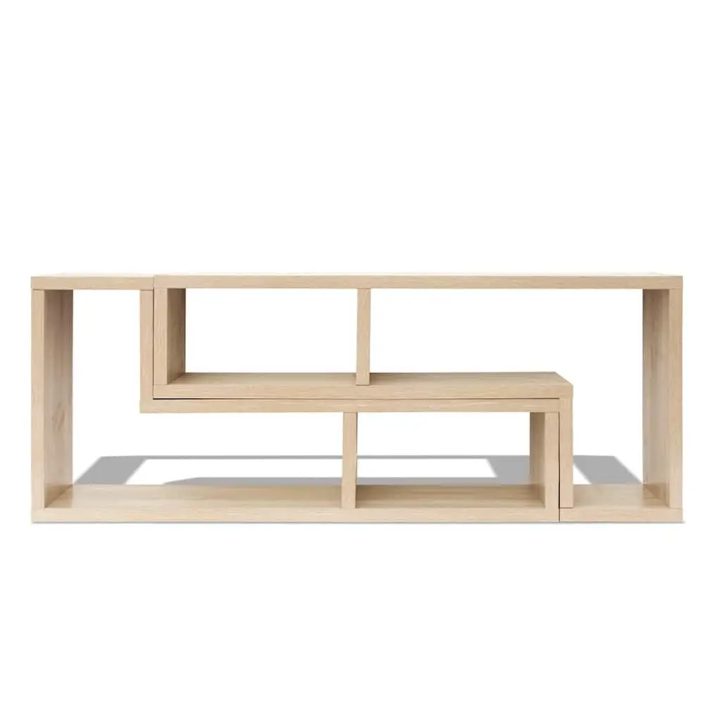 L-Shaped Brown TV Cabinet with Shelves for Storage