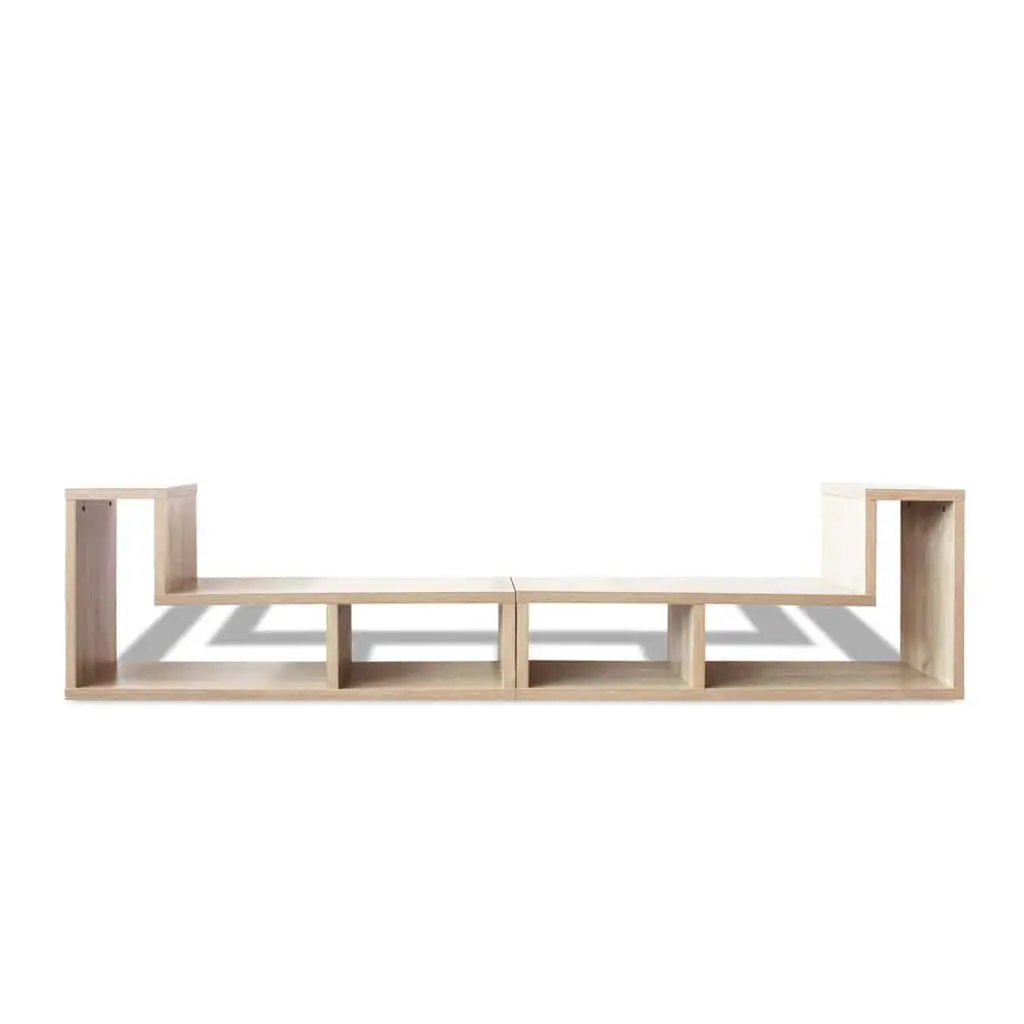 L-Shaped Brown TV Cabinet with Shelves for Storage