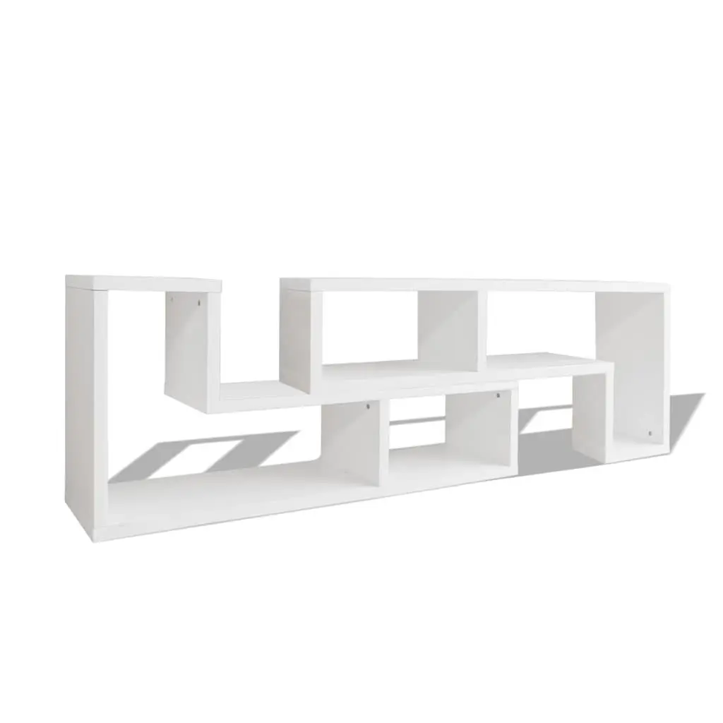 TV Cabinet L-Shaped White Storage Unit Media Entertainment Shelving