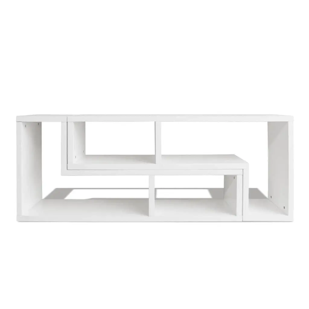 TV Cabinet L-Shaped White Storage Unit Media Entertainment Shelving