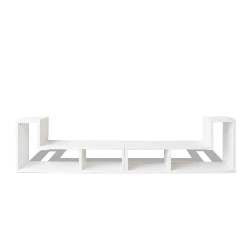 TV Cabinet L-Shaped White Storage Unit Media Entertainment Shelving