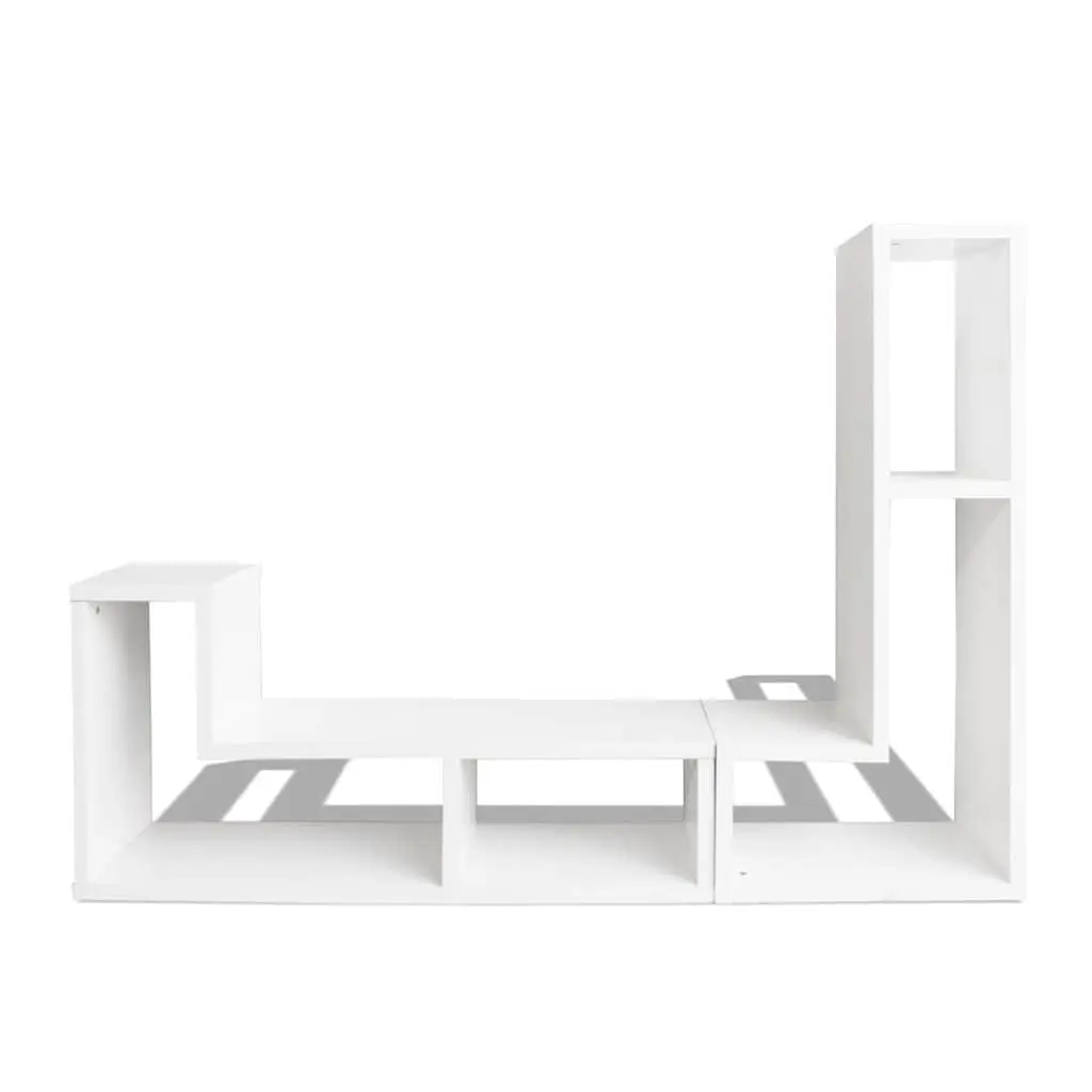 TV Cabinet L-Shaped White Storage Unit Media Entertainment Shelving