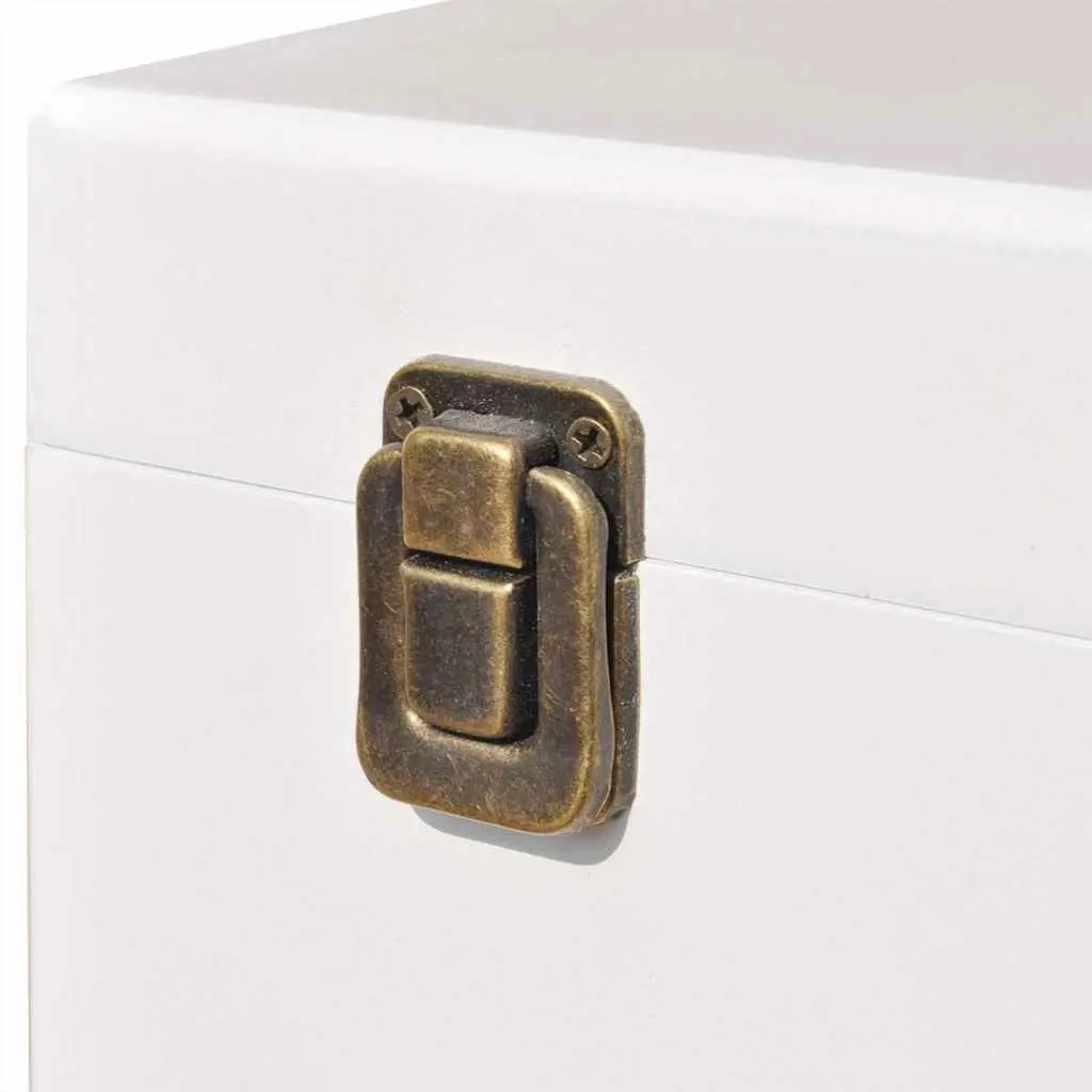 Suitcase Side Cabinet White Vintage Bedroom Bedside Table MDF Steel Legs