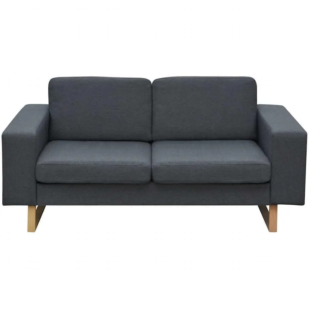 2-Seater Sofa Grey Fabric Couch Living Room Comfortable Padded Cushions Easy