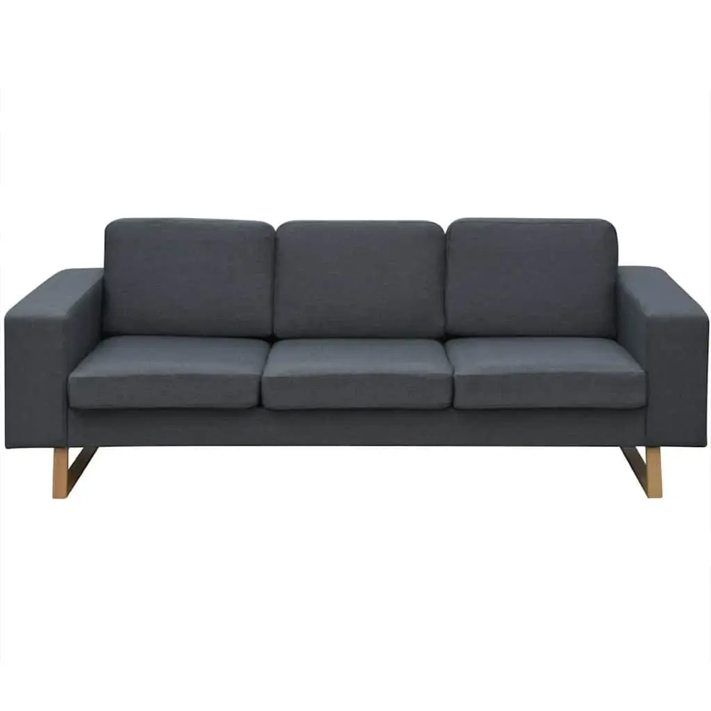 GreyFabricSofa3SeaterWithRemovableMachineWashableCushionCoversSturdyWoodenFrameAndIronLegsSuitableForHomeOrOffice