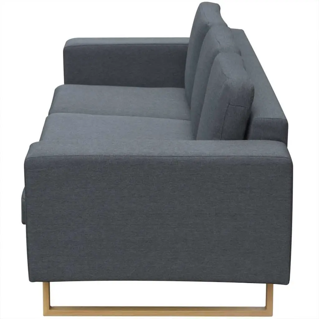 GreyFabricSofa3SeaterWithRemovableMachineWashableCushionCoversSturdyWoodenFrameAndIronLegsSuitableForHomeOrOffice