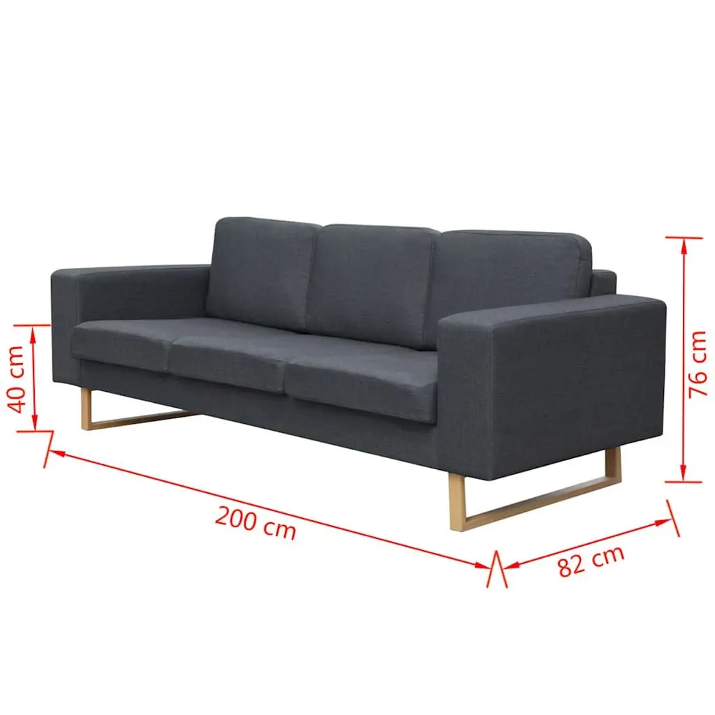 GreyFabricSofa3SeaterWithRemovableMachineWashableCushionCoversSturdyWoodenFrameAndIronLegsSuitableForHomeOrOffice