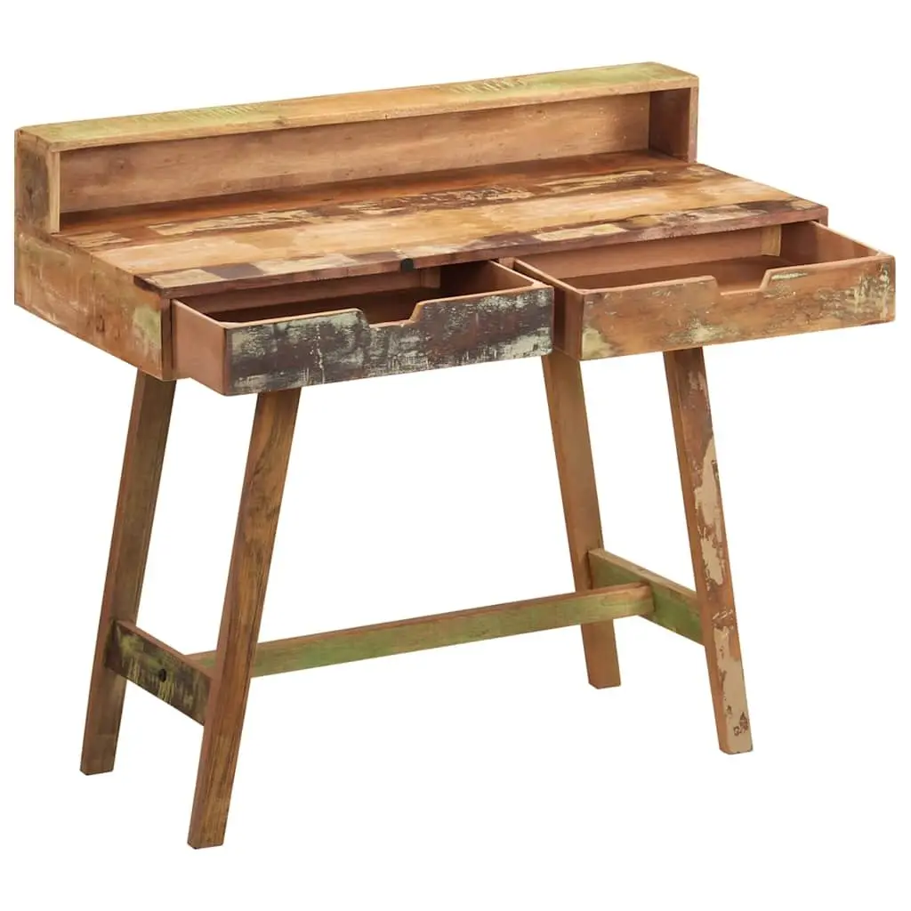 Desk Vintage Style Solid Reclaimed Wood Office Study Computer Table with Drawers