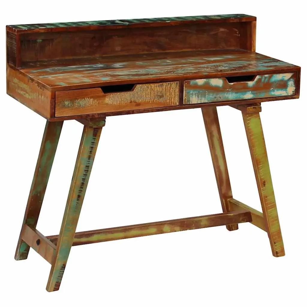Desk Vintage Style Solid Reclaimed Wood Office Study Computer Table with Drawers