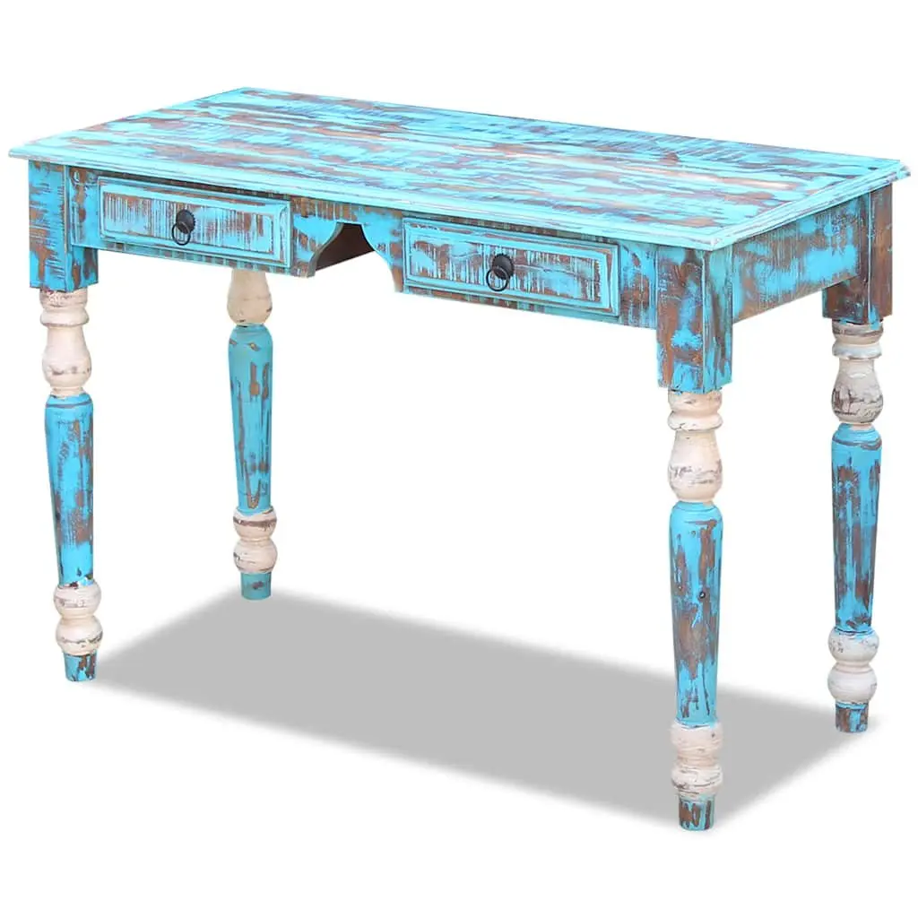 Vintage Style Solid Reclaimed Wood Desk with Drawers