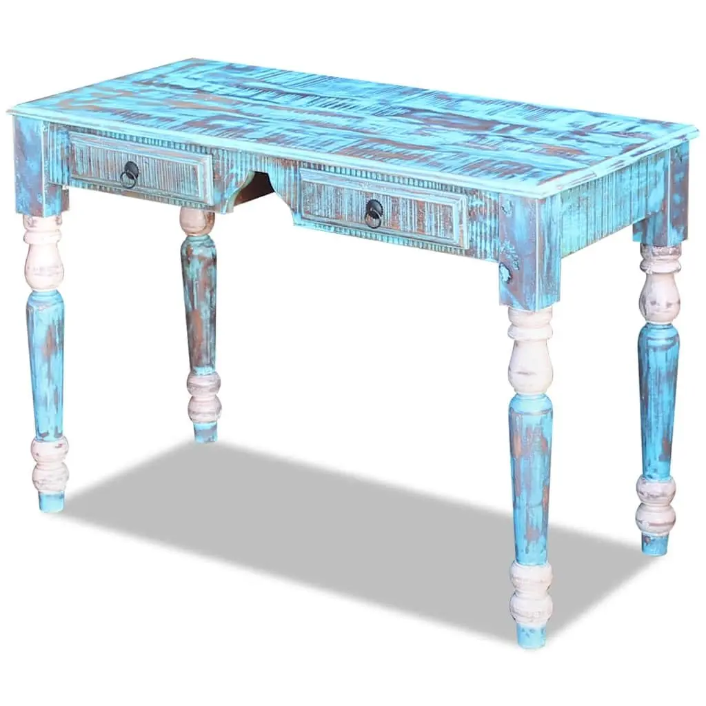 Vintage Style Solid Reclaimed Wood Desk with Drawers