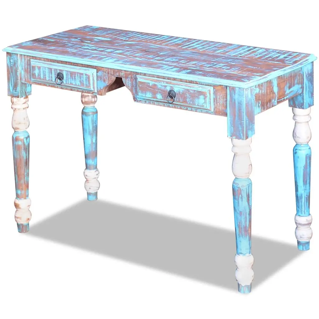 Vintage Style Solid Reclaimed Wood Desk with Drawers