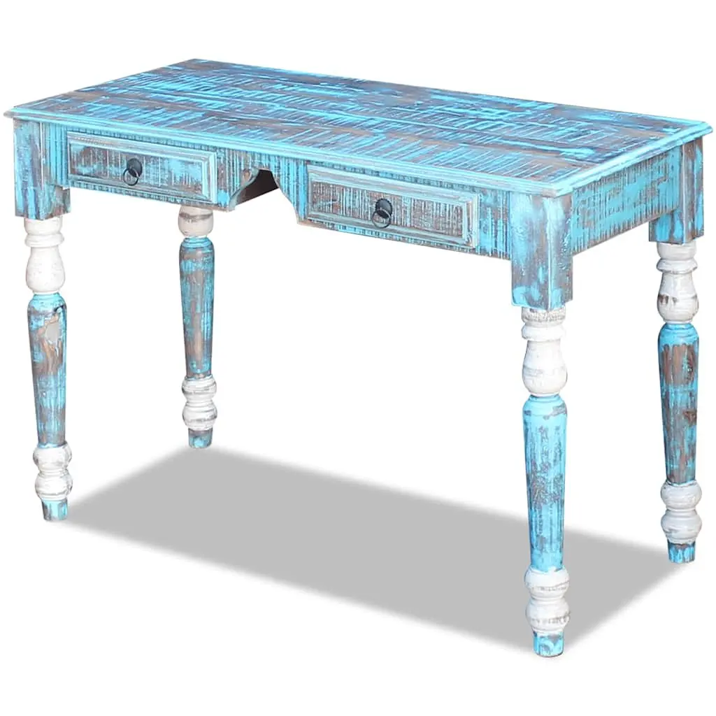 Vintage Style Solid Reclaimed Wood Desk with Drawers