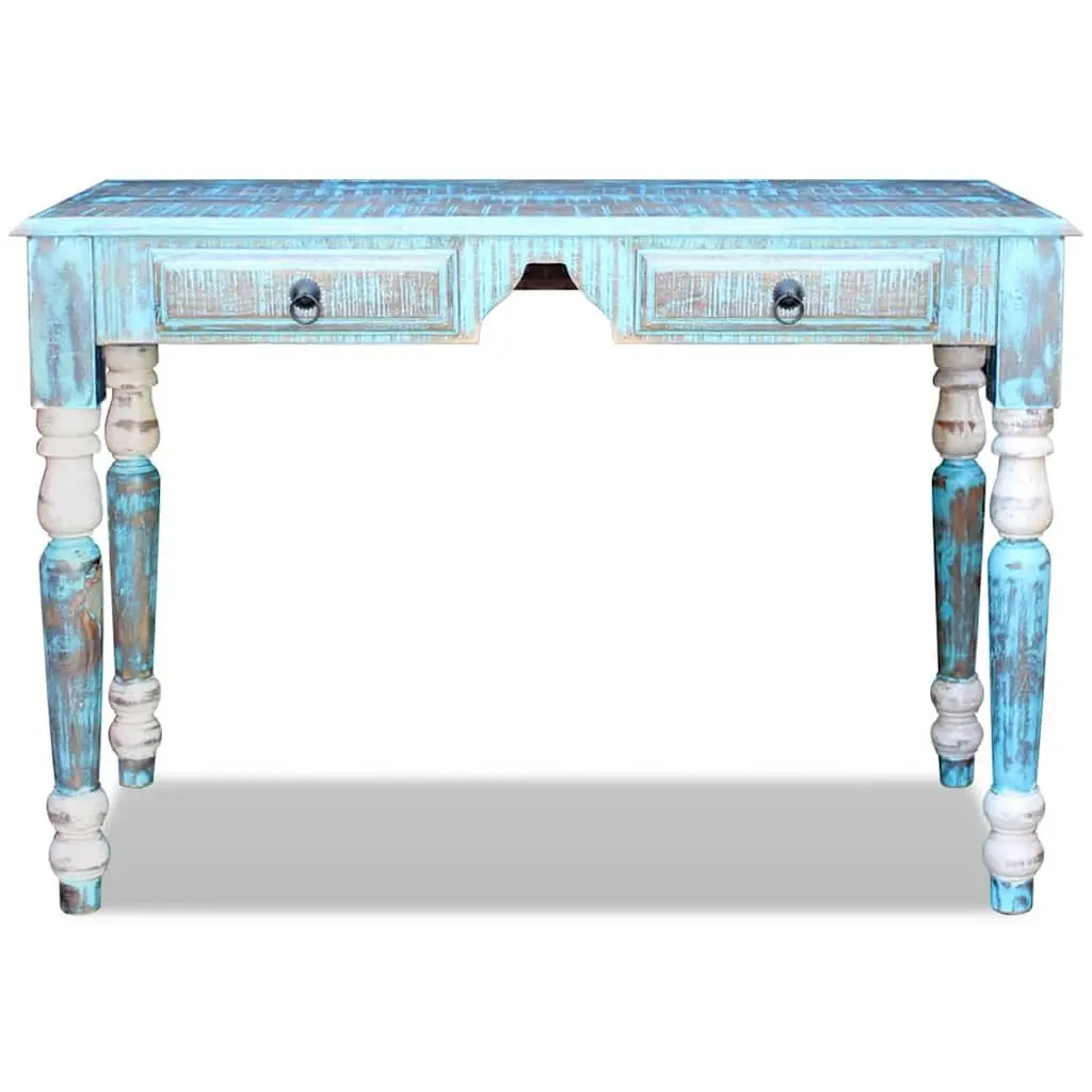 Vintage Style Solid Reclaimed Wood Desk with Drawers