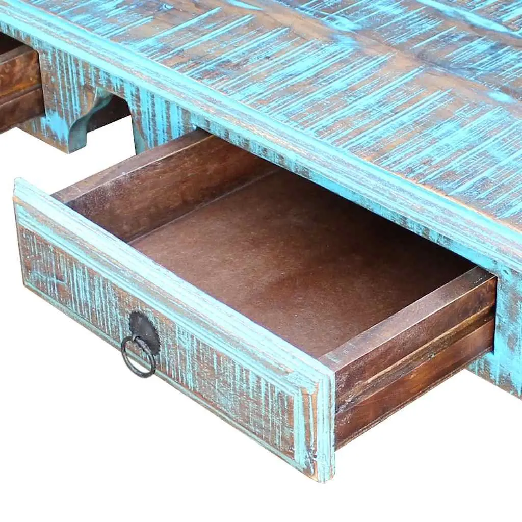 Vintage Style Solid Reclaimed Wood Desk with Drawers