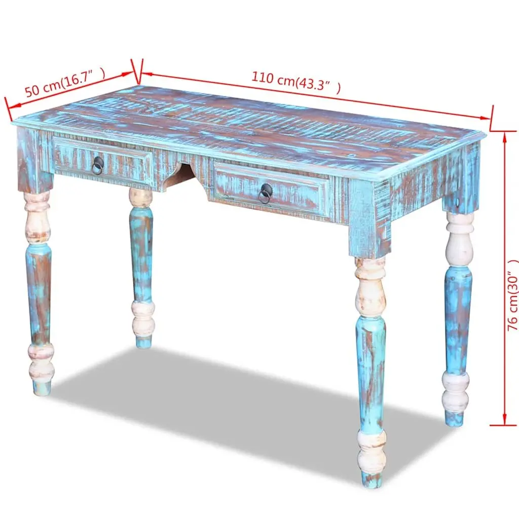Vintage Style Solid Reclaimed Wood Desk with Drawers
