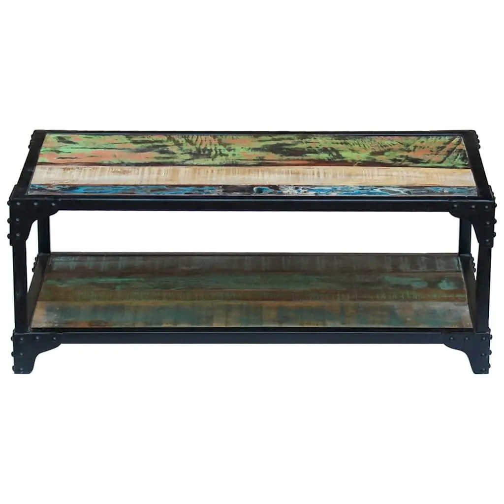 Vintage Solid Reclaimed Wood Coffee Table with Storage