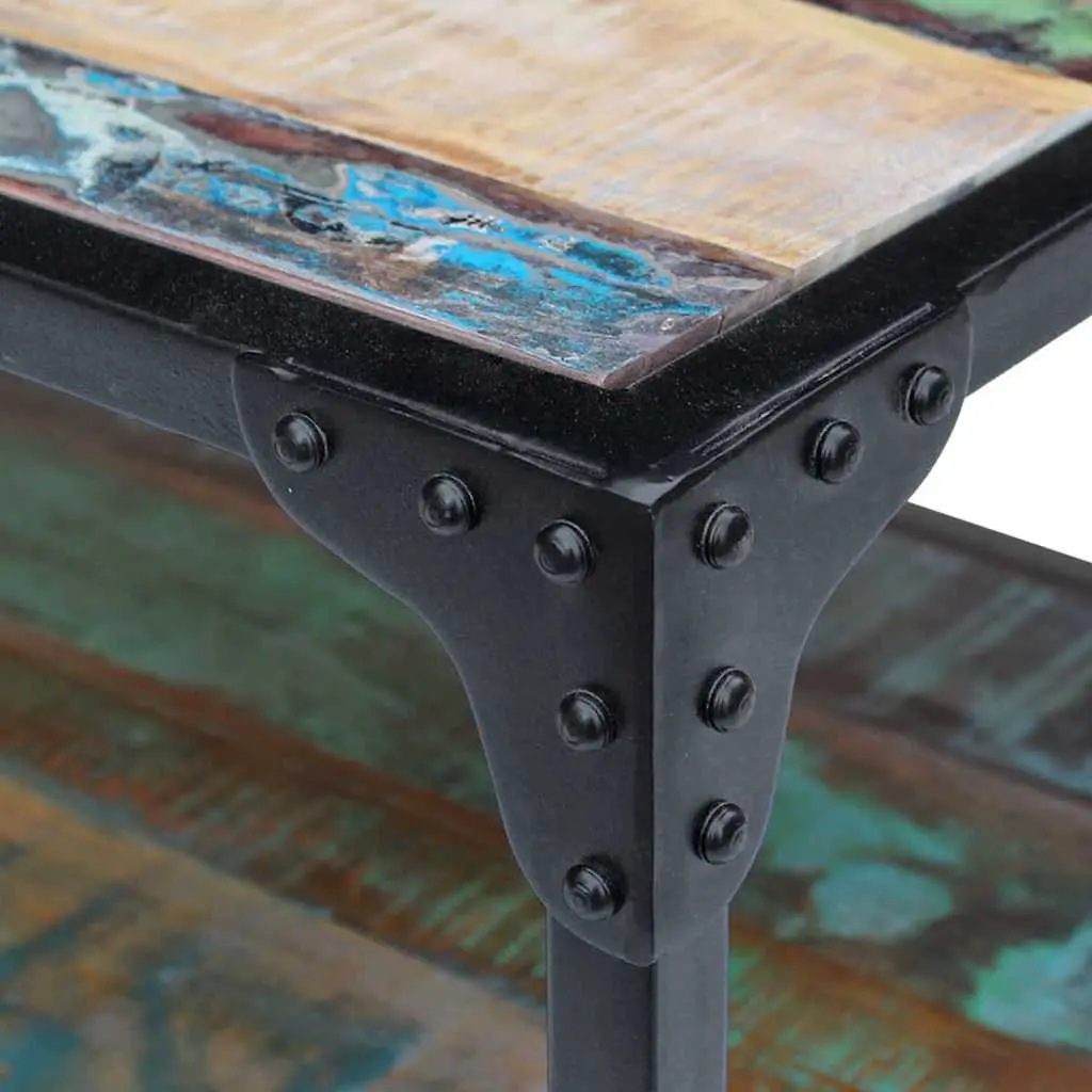 Vintage Solid Reclaimed Wood Coffee Table with Storage