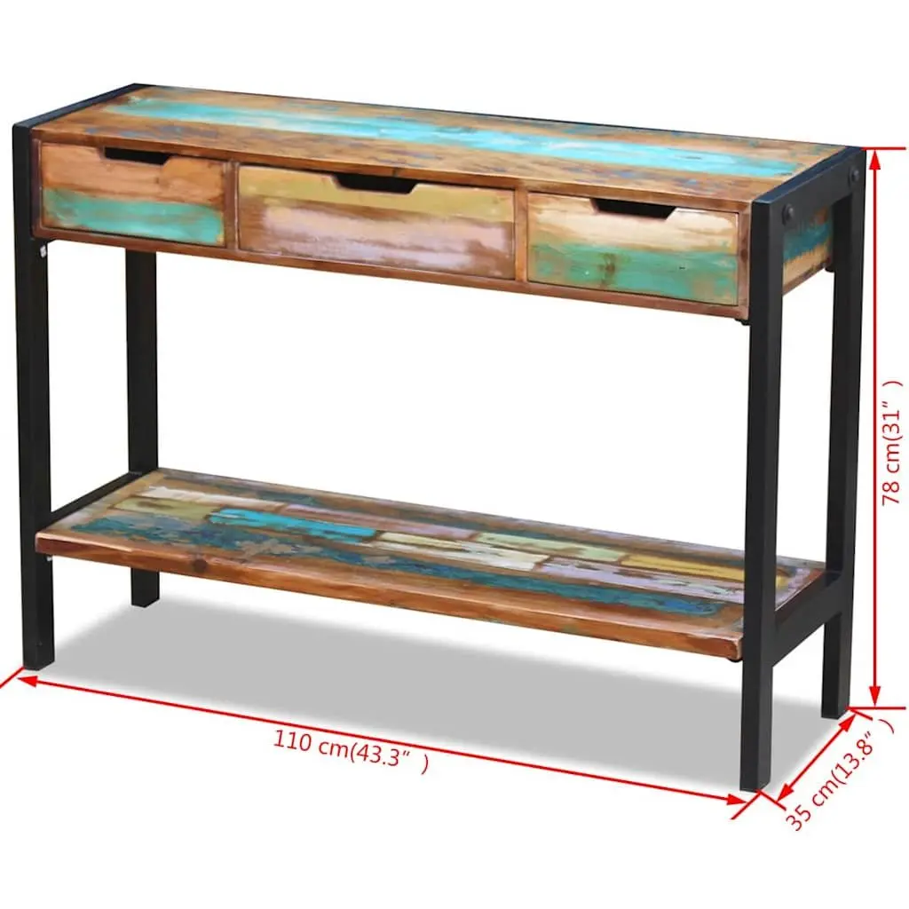 Reclaimed Wood Sideboard with 3 Drawers for Storage