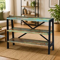 Vintage-Style Solid Wood Sideboard with 3 Shelves