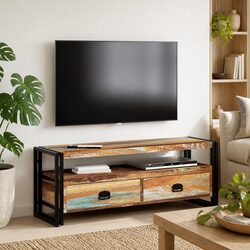 Vintage-Style Solid Reclaimed Wood TV Cabinet