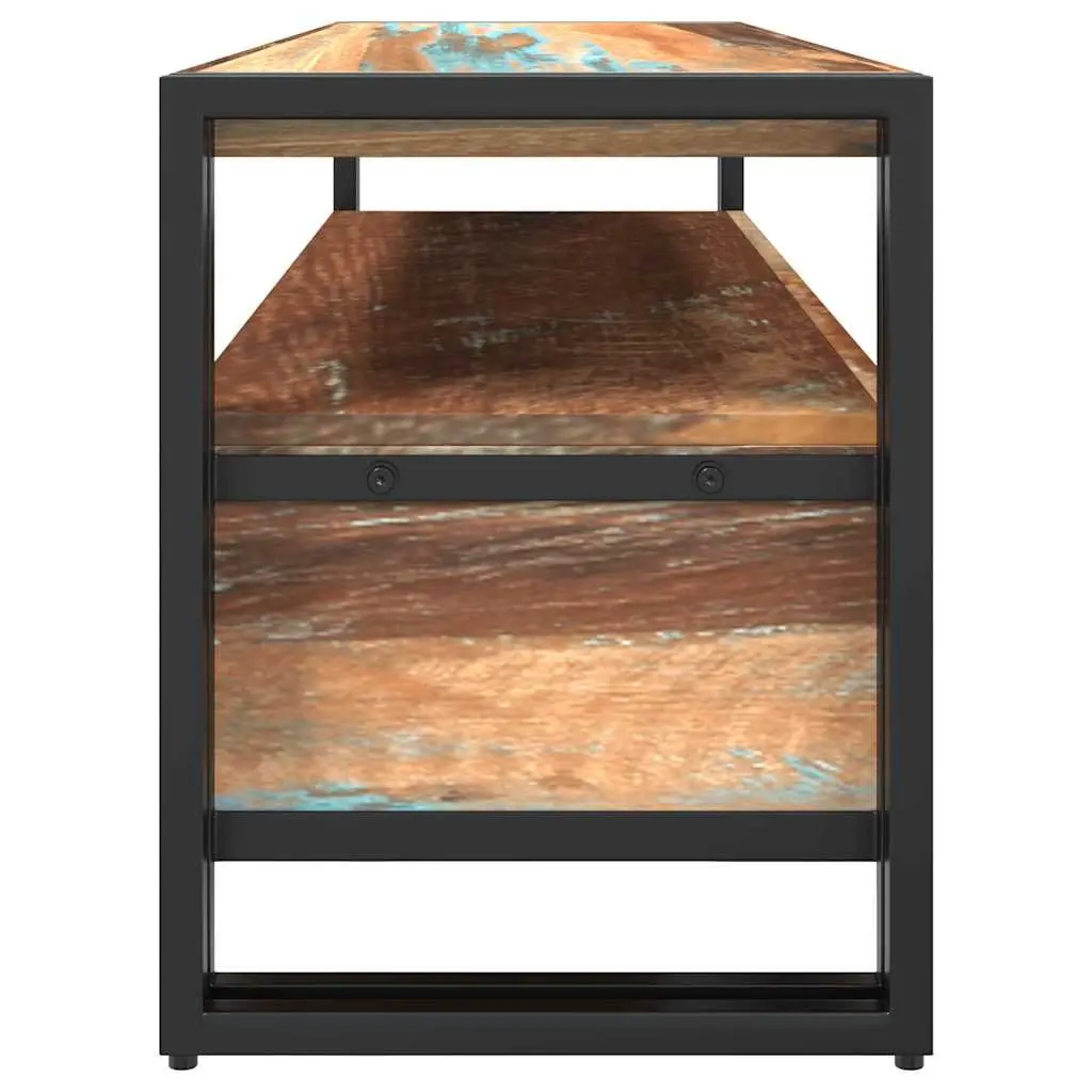 TV Cabinet Vintage Style Solid Reclaimed Wood 2 Drawer 1 Shelf Steel Frame