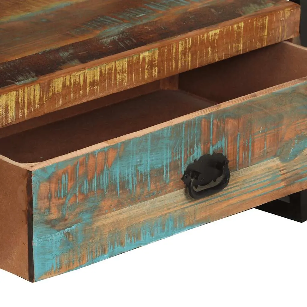 TV Cabinet Vintage Style Solid Reclaimed Wood 2 Drawer 1 Shelf Steel Frame