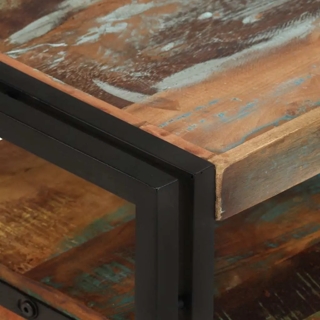 TV Cabinet Vintage Style Solid Reclaimed Wood 2 Drawer 1 Shelf Steel Frame