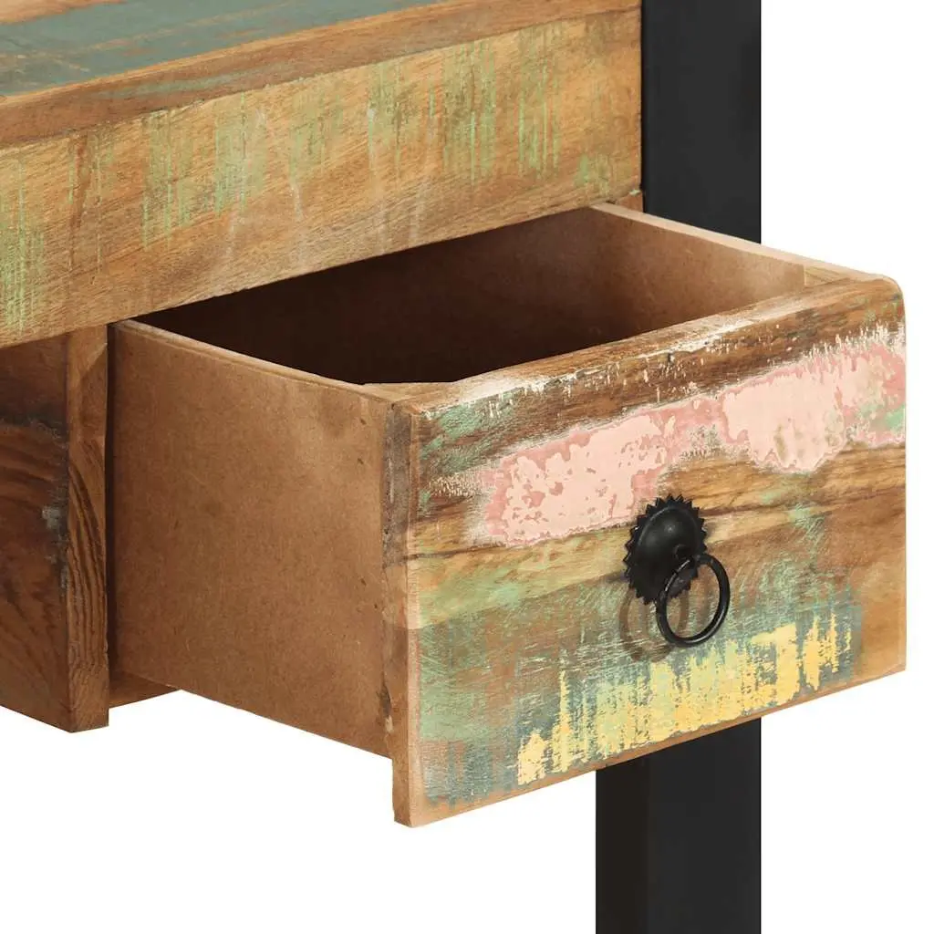 Solid Reclaimed Wood Desk with Drawers Vintage Style Office Computer Study Table
