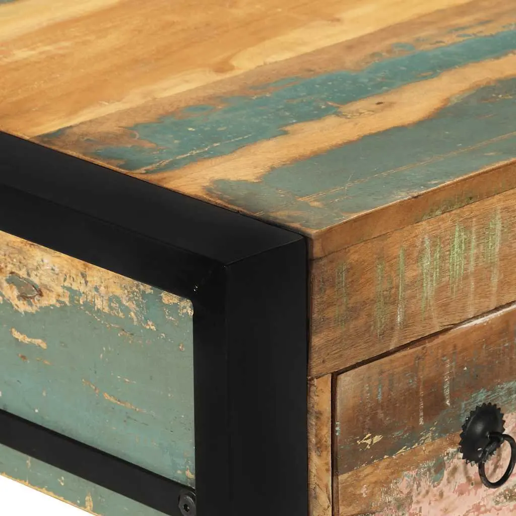 Solid Reclaimed Wood Desk with Drawers Vintage Style Office Computer Study Table