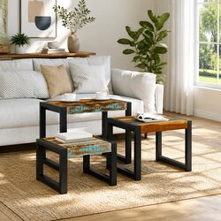 Three Piece Nesting Tables in Solid Reclaimed Wood